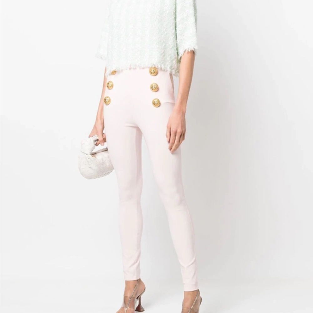 NWT Balmain pink six button stretch jersey skinny pants